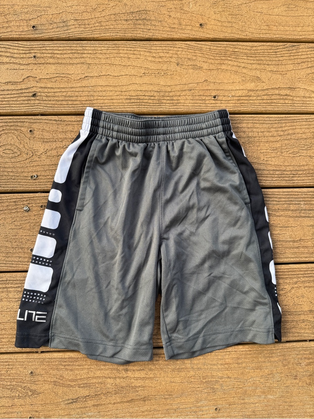 Gray Nike Athletic Shorts with Black & White panels